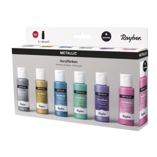 Set de peintures acryliques métalliques 6 pièces