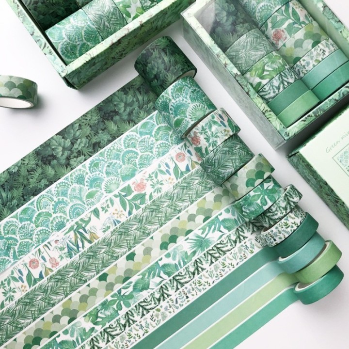 Washi Tape Set of 12 Nature Green / Mint