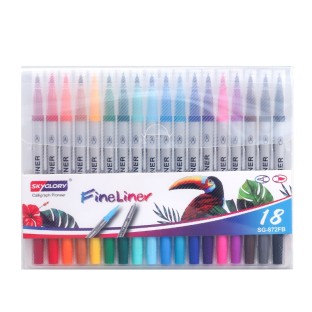 set of 18 Fineliner Premium Water-Based Felt Tip Pens with Double Head