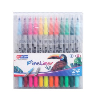 set of 24 Fineliner Premium Water-Based Felt Tip Pens with Double Head