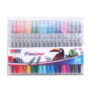 set of 36 Fineliner Premium Water-Based Felt Tip Pens with Double Head