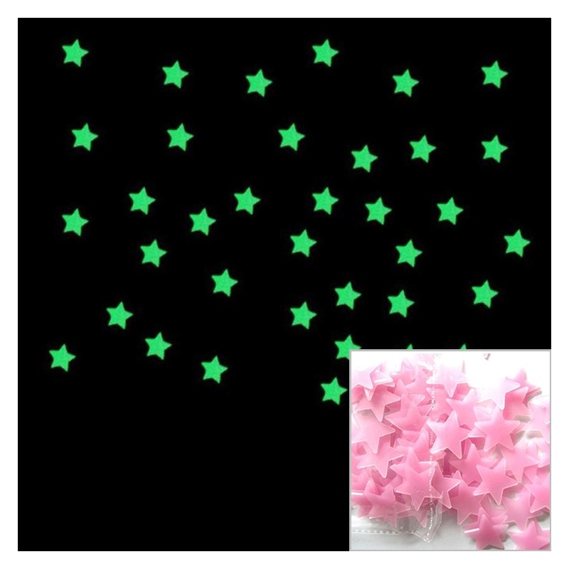 100 pièces de stickers muraux lumineux étoiles