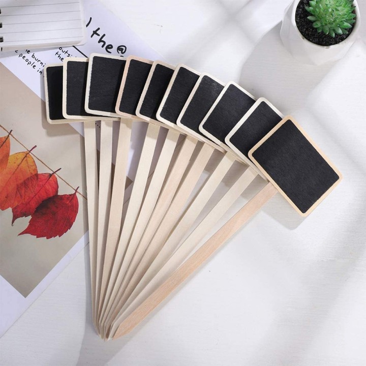10 pcs wooden plant labels with stem