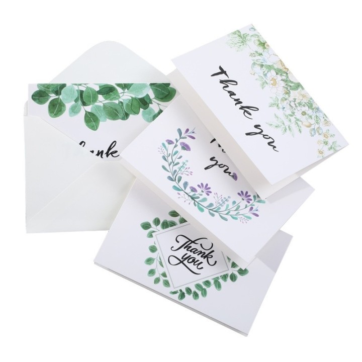 set de 24 cartes de remerciement "Thank you" pliées avec enveloppe Floral