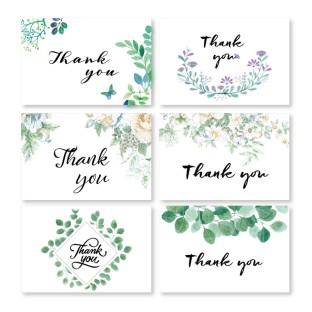 set de 24 cartes de remerciement "Thank you" pliées avec enveloppe Floral