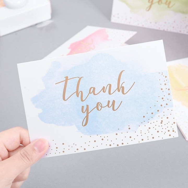 lot de 24 cartes de remerciement "Thank you" pliées avec enveloppe aquarelle