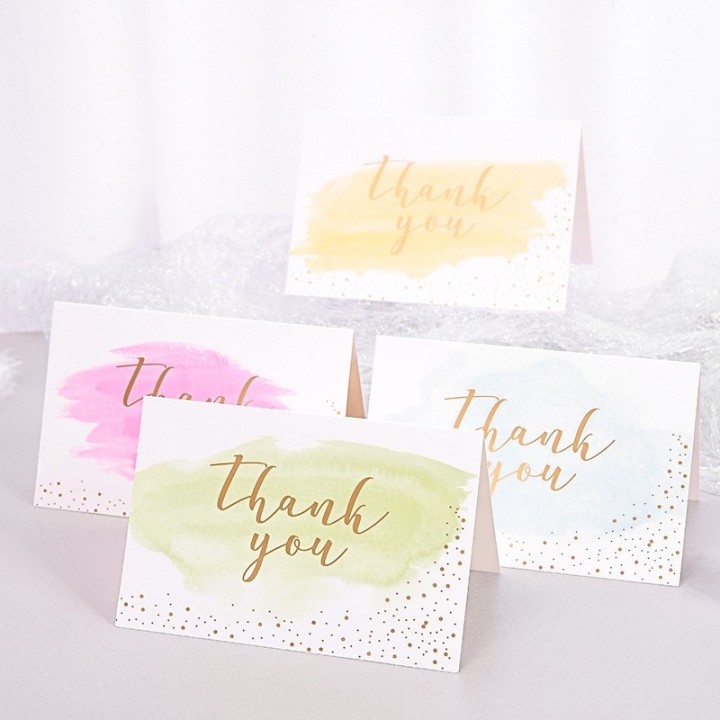 24er Set Dankeskarten "Thank you" gefaltet mit Couvert Wasserfarbe