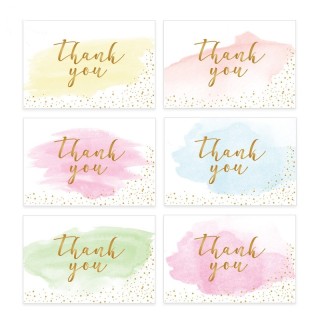 24er Set Dankeskarten "Thank you" gefaltet mit Couvert Wasserfarbe