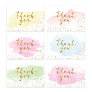 lot de 24 cartes de remerciement "Thank you" pliées avec enveloppe aquarelle