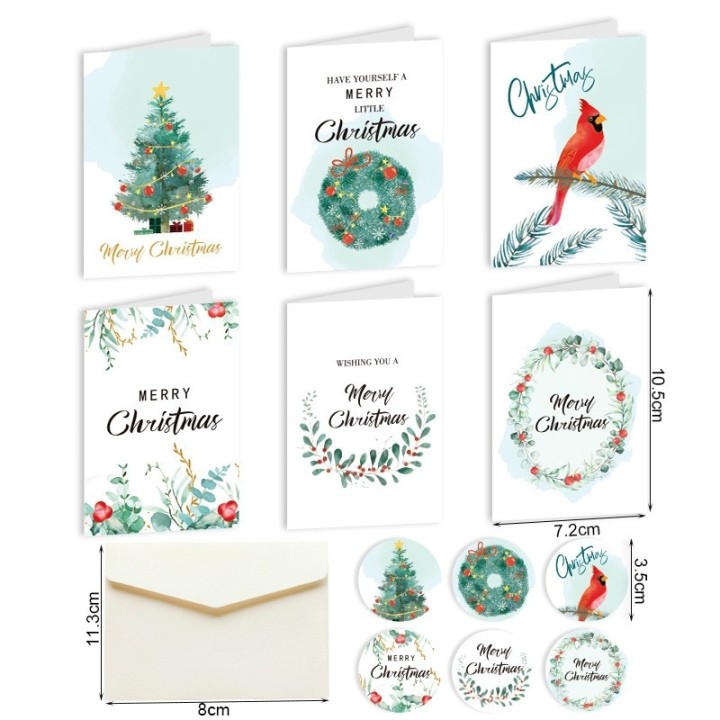 30 folded cards "Merry Christmas" incl. envelope and sticker watercolour