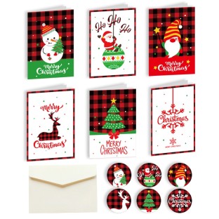 30 cartes pliables "Merry Christmas" avec enveloppe et autocollant flanelle