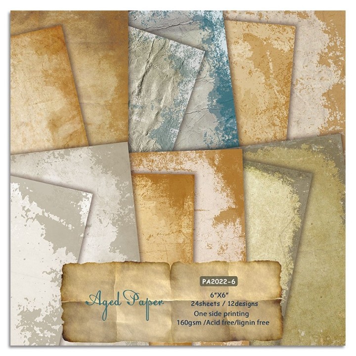 48 pezzi di carta per scrapbooking 160g 15,2x15,2cm "Carta invecchiata