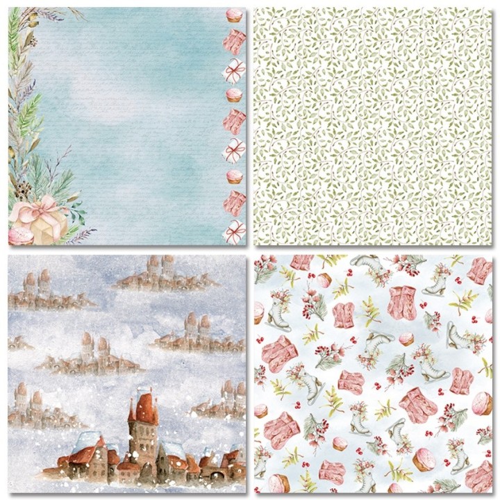 48 pcs. papier scrapbooking 160g 15.2x15.2cm "Hiver