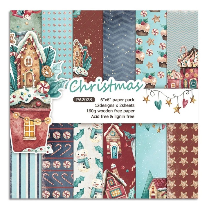 48 Stk. Scrapbooking Papier 160g 15.2x15.2cm "Weihnachten"