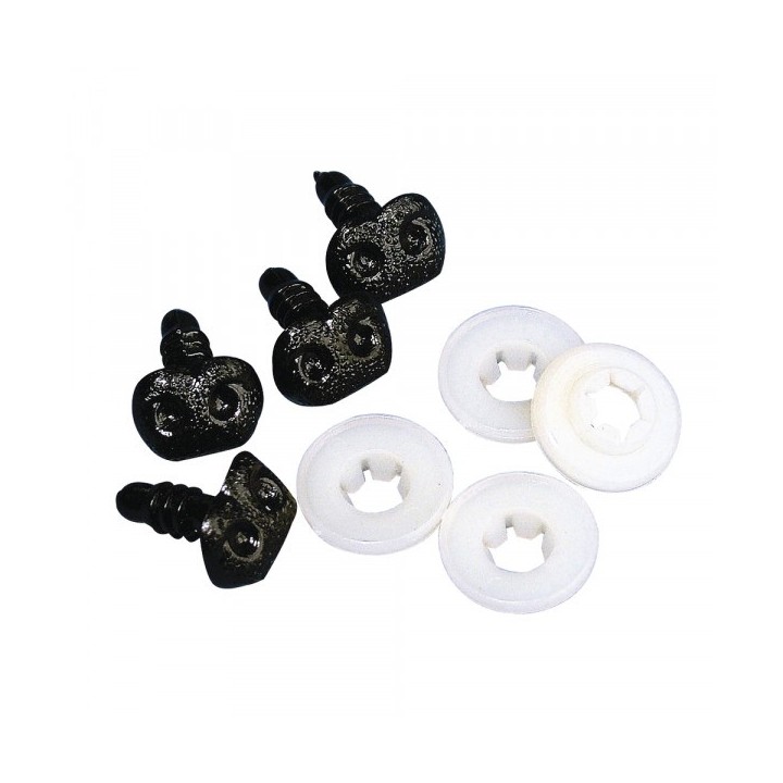 Plastik-Tiernasen 12mm schwarz 4 Stk.