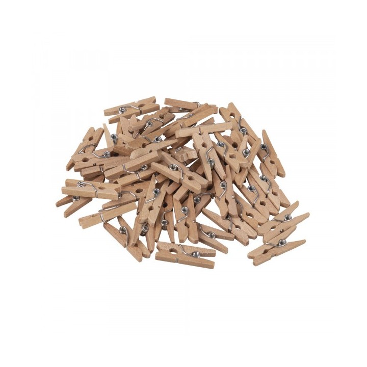 Mini wooden clothes pegs natural 48 pcs.