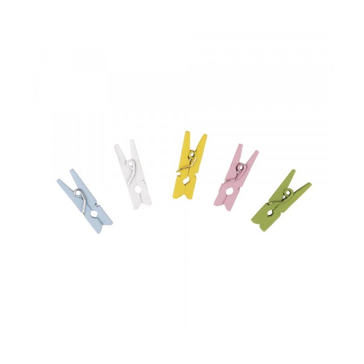 Mini wooden clothes pegs coloured 20 pcs.