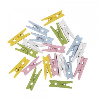 Mini wooden clothes pegs coloured 20 pcs.