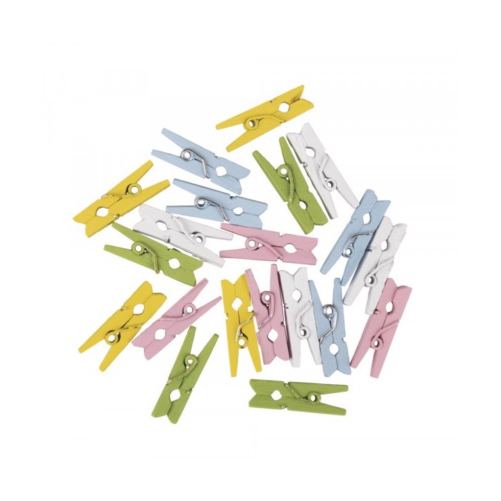 Mini mollette in legno colorate 20 pezzi.