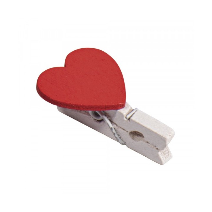 Mini mollette in legno bianche con cuore 12 pezzi.