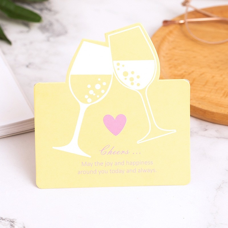 100 pcs. 3D greeting card wine glass yellow