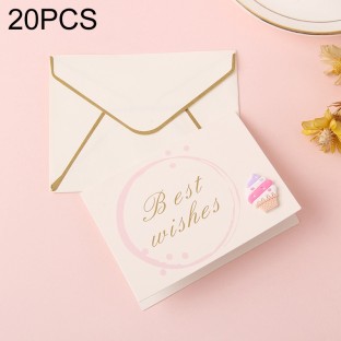 20 pcs. Carte Best Wishes avec enveloppe et cupcake 3D