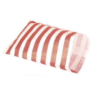 Paper bags food-safe red/white striped 25 pcs.