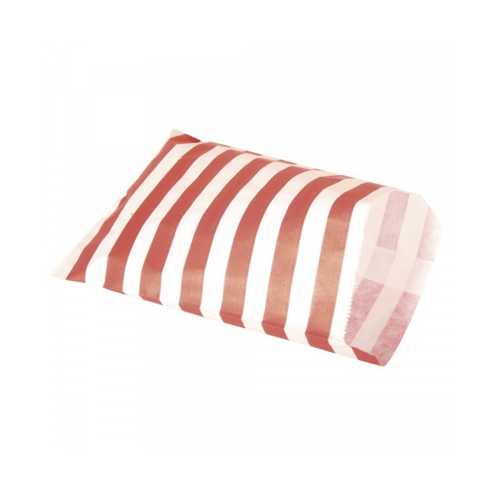 Sacs en papier alimentaire rouge/blanc rayé 25 pcs.