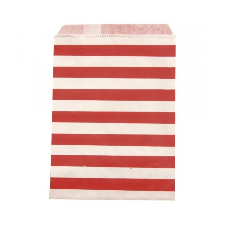 Paper bags food-safe red/white striped 25 pcs.