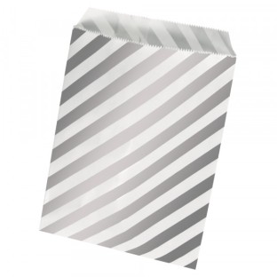 Paper bags food-safe silver striped 15 pcs.