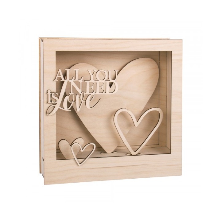 Kit de construction en bois 3D cadre à motifs coeurs nature