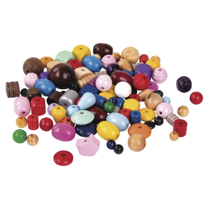 Perles en bois multicolores 250g