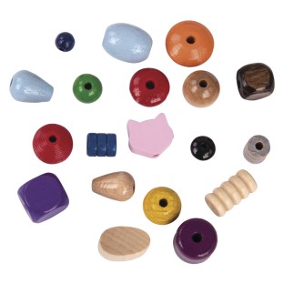 Perles en bois multicolores 250g