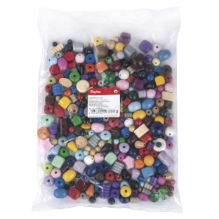Perles en bois multicolores 250g