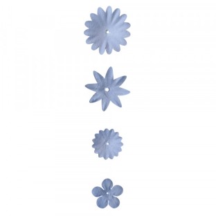 Mélange de fleurs en papier, bleu clair, 36 pièces