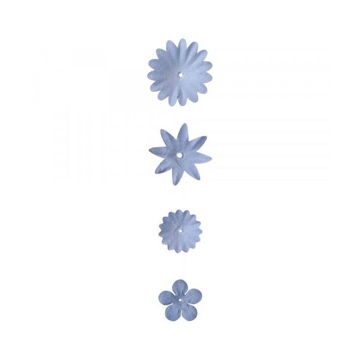 Mélange de fleurs en papier, bleu clair, 36 pièces