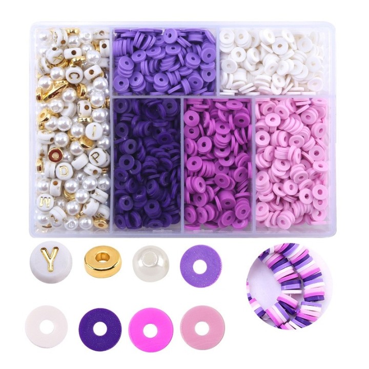 DIY bracelet / necklace craft kit with purple letters