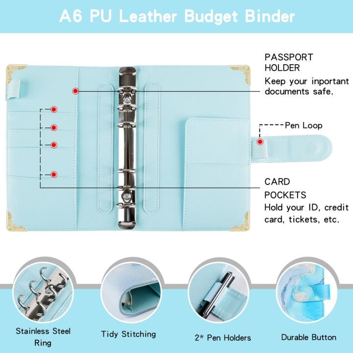 A6 planificateur de budget / carnet de notes turquoise