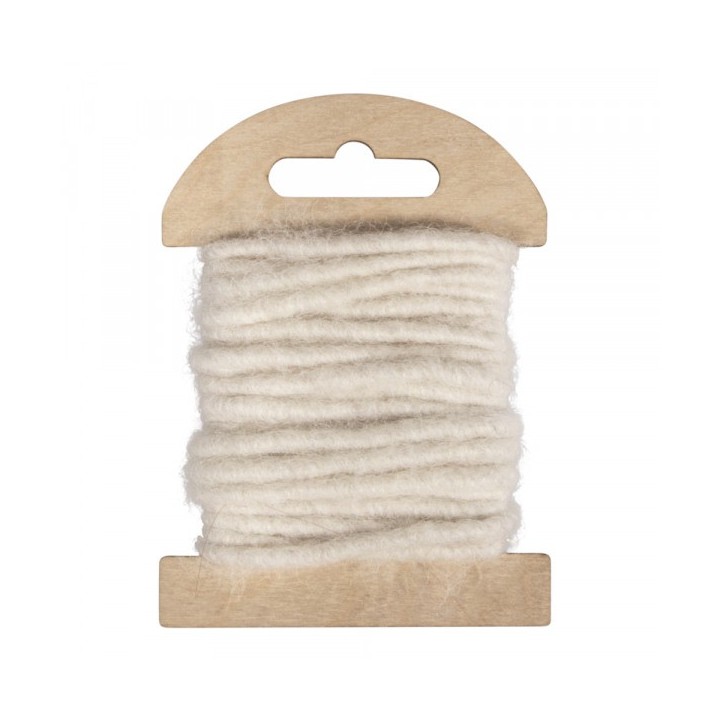 Cordon de laine avec âme de jute 3.5m ø 5mm ivoire