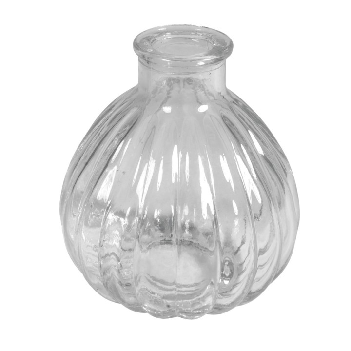 set of 2 Mini Vases Bellied Grooved 7cm