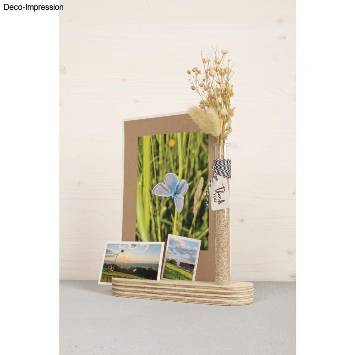 Wooden holder for cards with test tube set