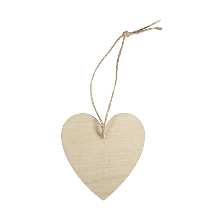 Cuore pendente in legno FSC 6 pezzi.