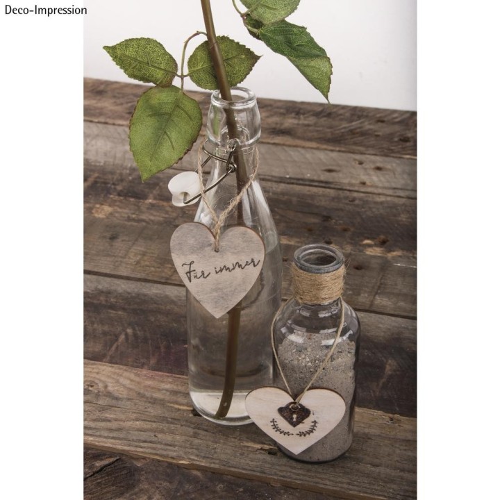 Wood FSC pendant heart 6 pcs.