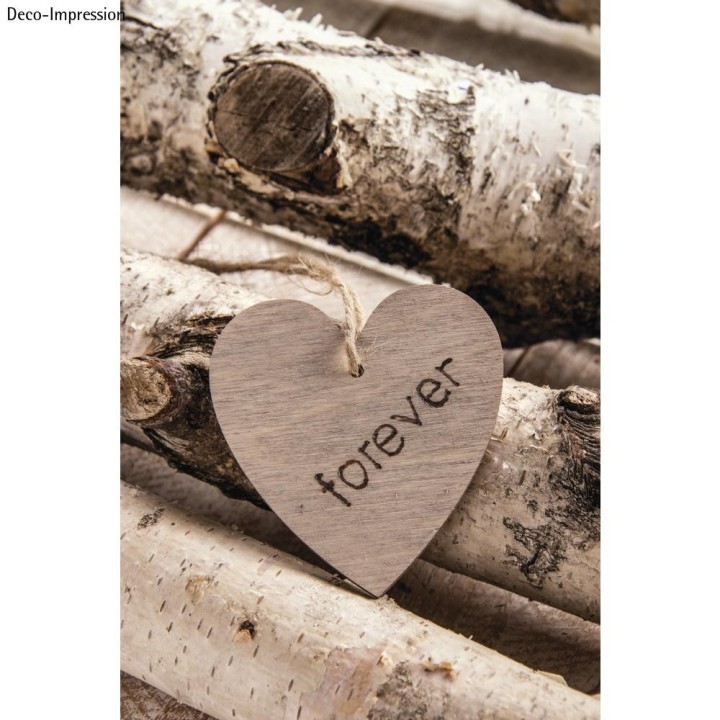 Cuore pendente in legno FSC 6 pezzi.