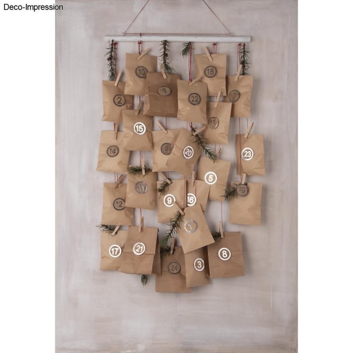 Rayher Sacs Calendrier de l'Avent, chiffres 1-24 inclus