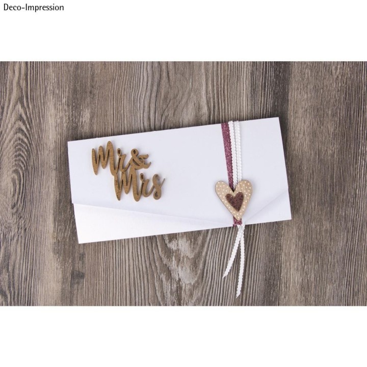 Mini font in legno Mr & Mrs 4 pezzi.