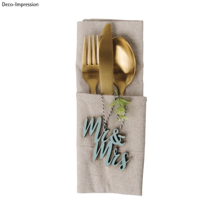 Holz Minischrift Mr & Mrs 4 Stk.