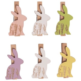 Coniglietto in legno Rayher 6 pezzi. Colorato