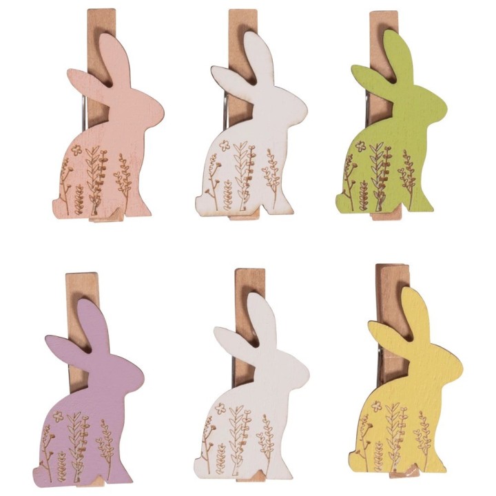Coniglietto in legno Rayher 6 pezzi. Colorato