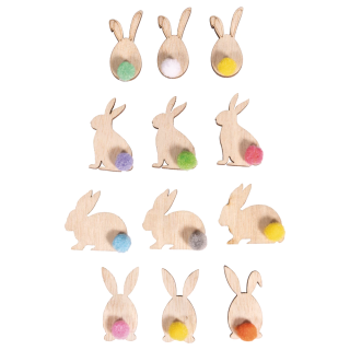 Rayher Bois Saupoudrer Lapin 12 pcs. Coloré